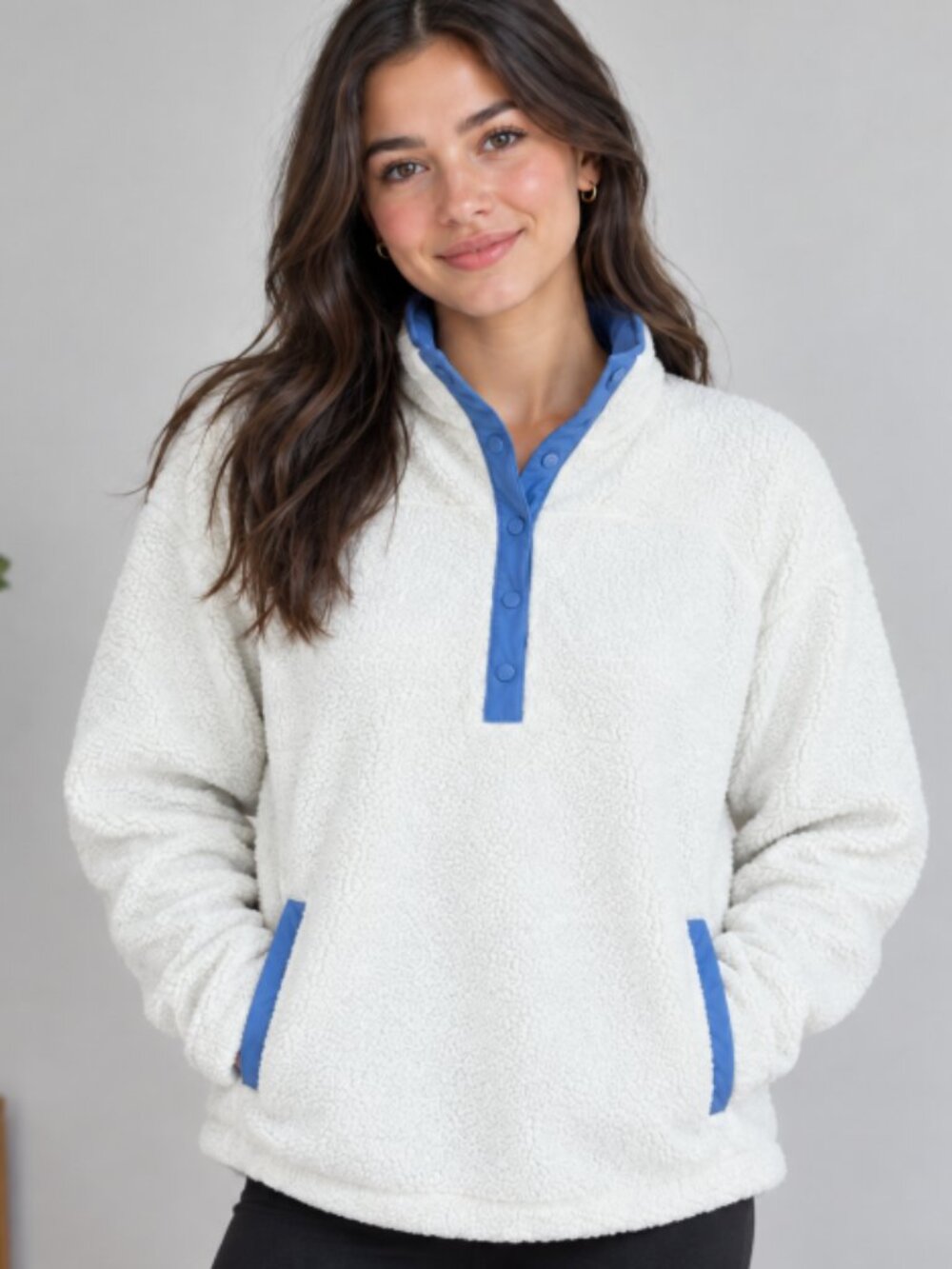 Vineyard Vines Women’s Sherpa Fleece 1/2 Button Placket Size Large